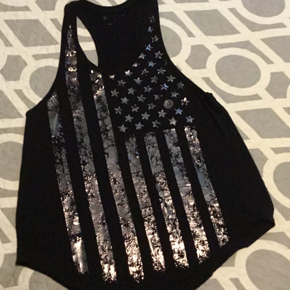 Pure Barre flag logo workout top